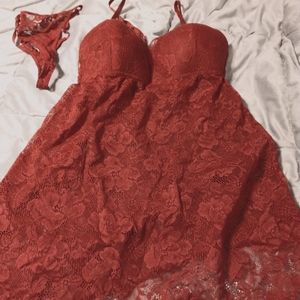 NWOT Auden lace babydoll w thong medium